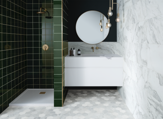 Green and marble bathroom