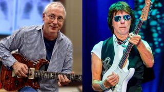 LEFT: Paul Reed Smith RIGHT: Jeff Beck performs at DTE Energy Music Theater on July 31, 2018 in Clarkston, Michigan. 
