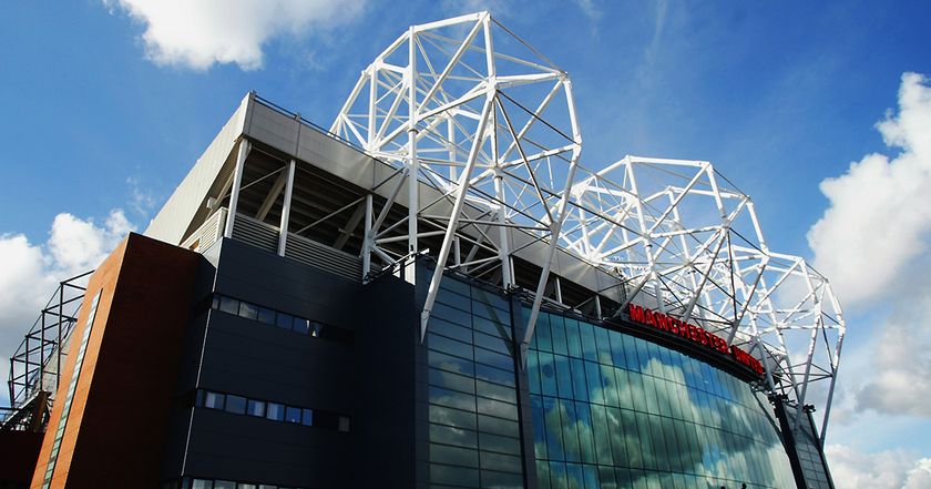 Manchester United stadium Old Trafford during the FA Barclaycard Premiership match on October 26, 2002 between Manchester United and Aston Villa at Old Trafford in Manchester.