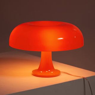 An orange mushroom lamp