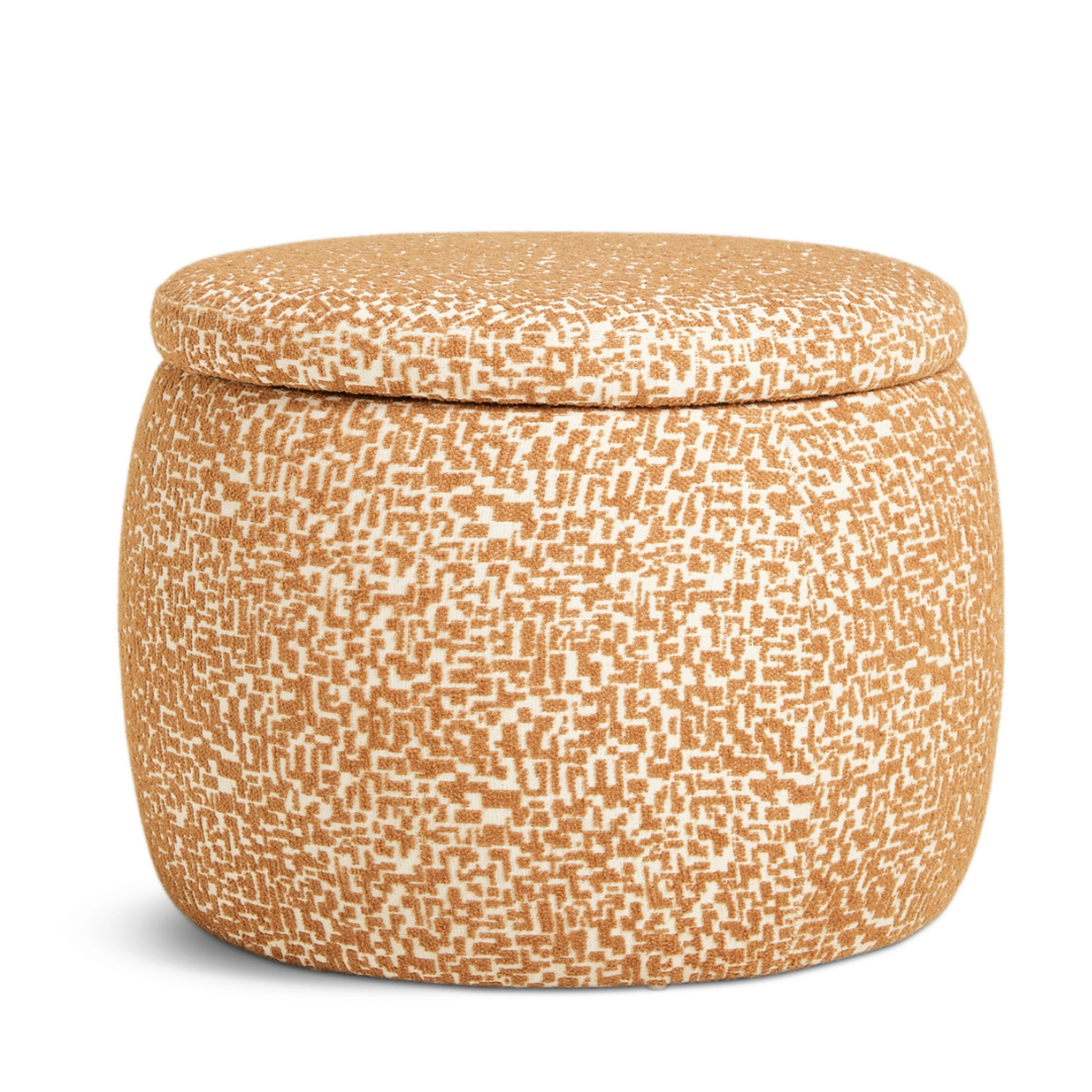 orange and white storage ottoman