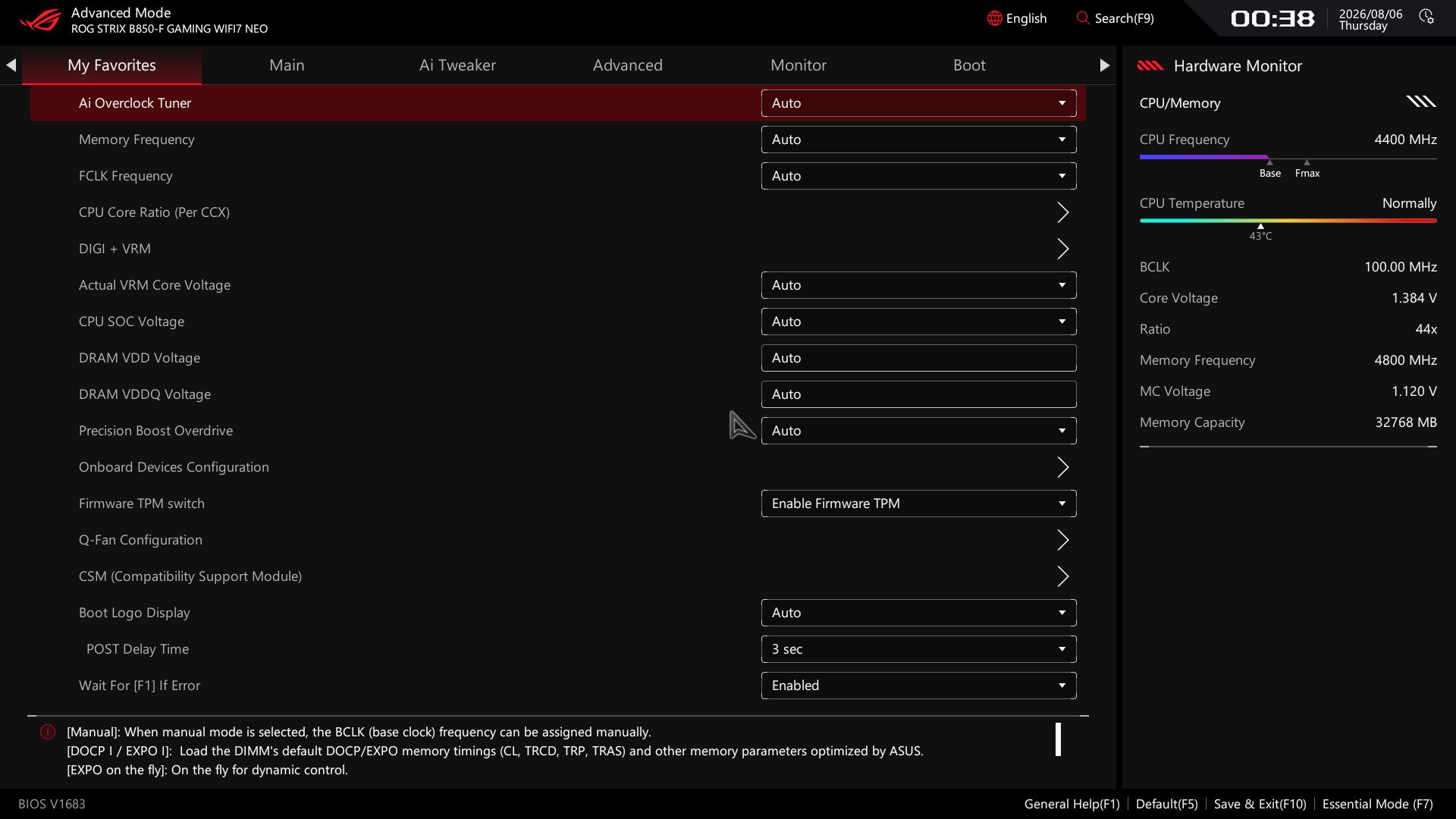 Asus ROG Strix B850-F Gaming Wifi Neo - BIOS