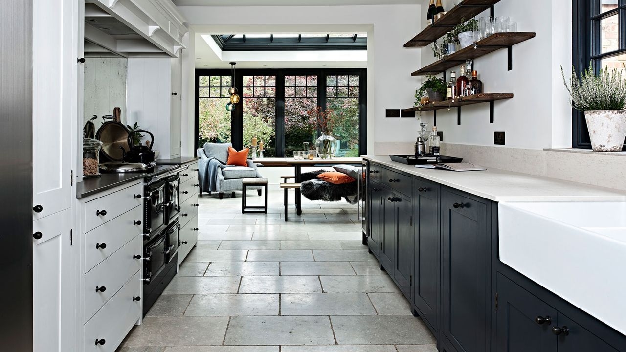 black and white kitchen