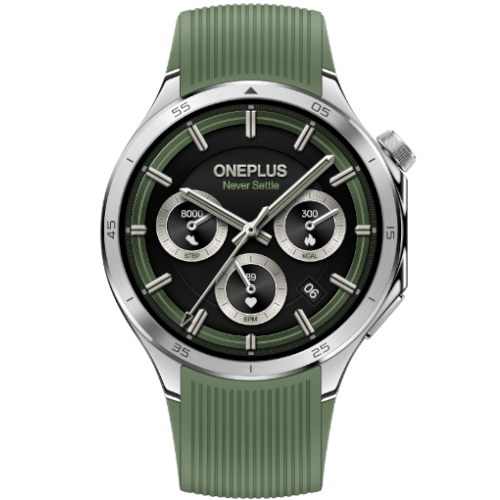 Render of the green OnePlus Watch 3 smartwatch