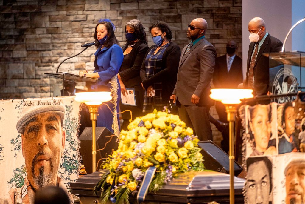 Andre Hill&amp;#039;s daughter speaks at his funeral.