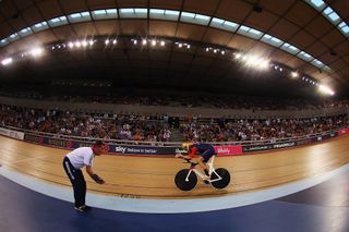 Bradley Wiggins on his way to riding 54.256 km during his Hour Record attempt.