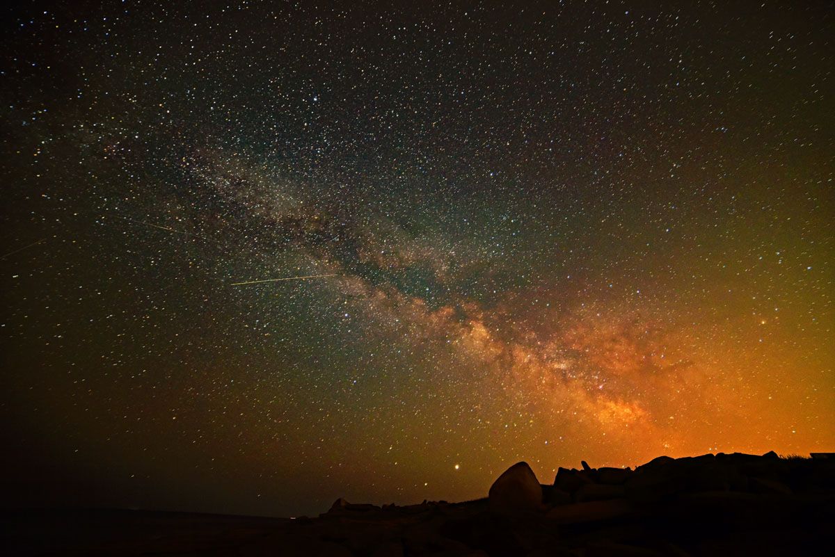 Photographer Andrew March captured these images of Lyrid meteors over Rockport, Massachusetts, on April 19, 2020.