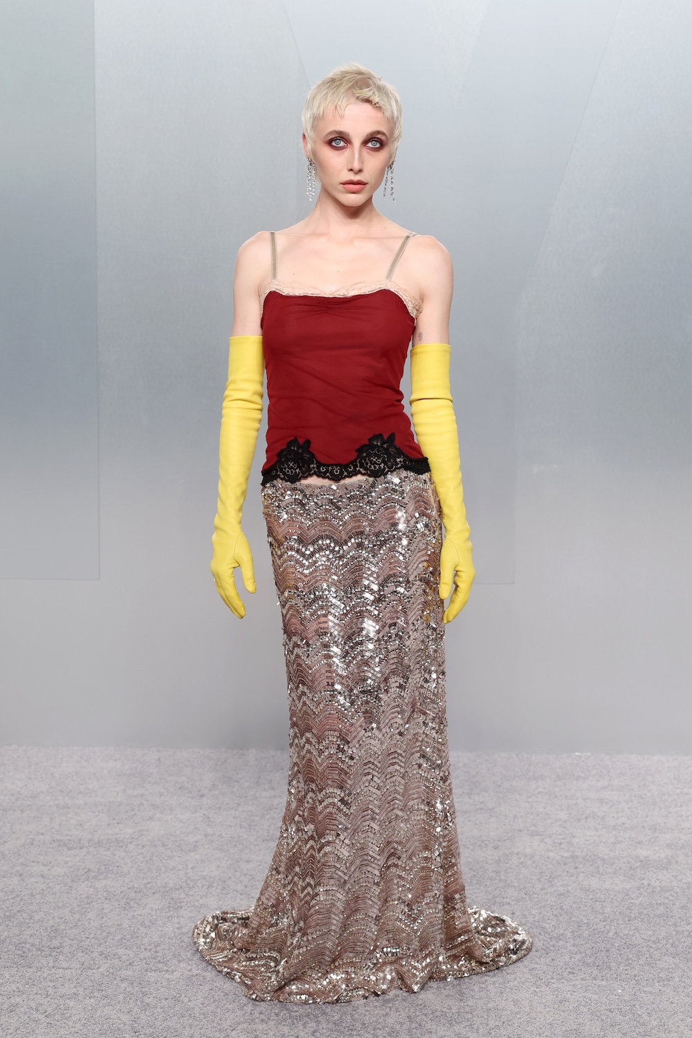 Emma Chamberlain on the 2026 Vanity Fair Oscar Party red carpet