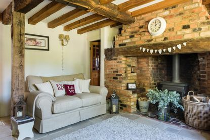 beamed living room in a 17th century listed cottage