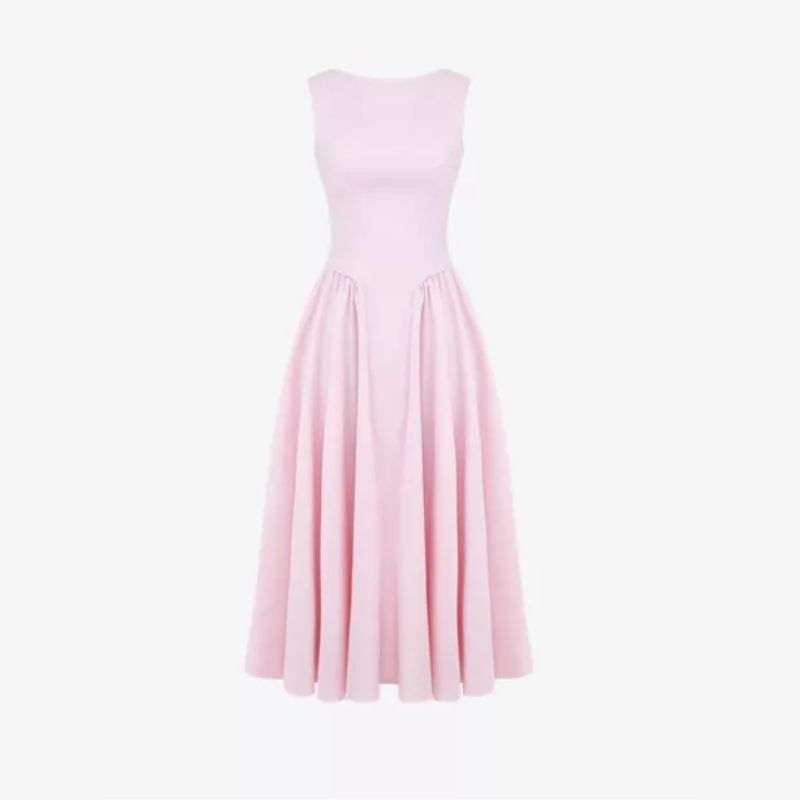 pink full skirted dress