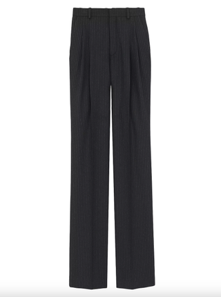 Saint Laurent Wide-Leg Pants In Striped Wool Flannel