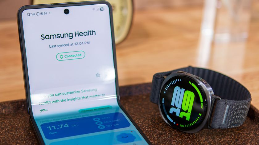 Samsung Galaxy Watch 8 next to Flip 7 hands-on