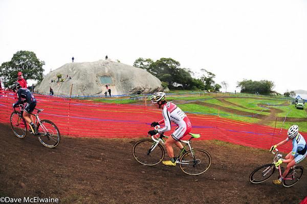 Lyne Bessette (Cyclocrossworld.com) taking a few laps on her home course
