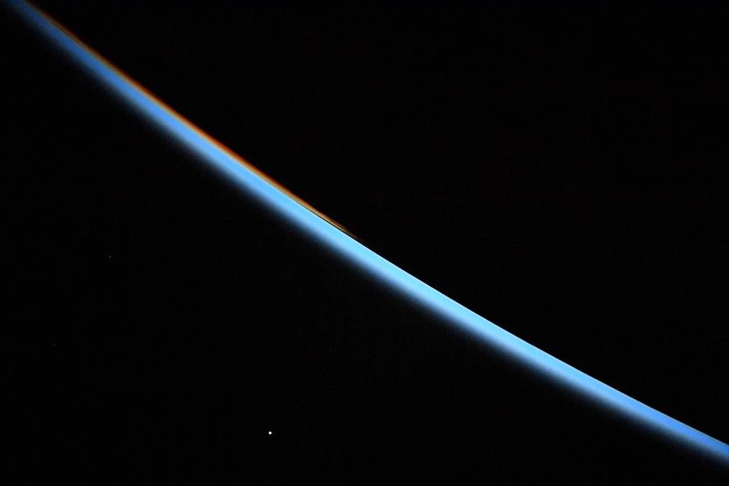 A view of Venus from ISS during sunrise.