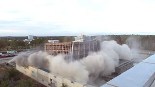 NASA destroyed its old headquarters Building 4200 at the Marshall Space Flight Center in Huntsville, Alabama in a controlled implosion on Oct. 29, 2022.