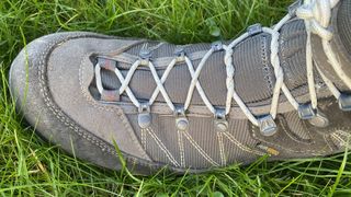 how to tie hiking boots: Surgeon's knot