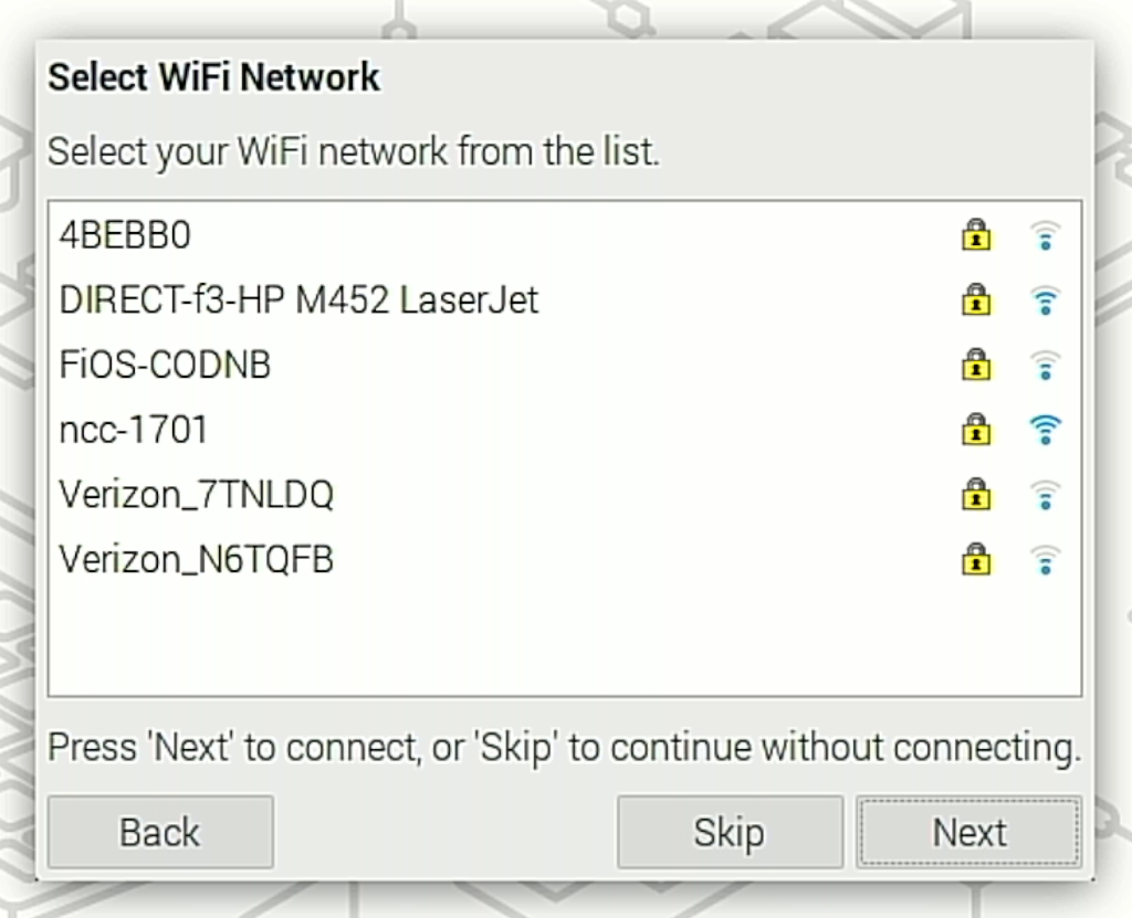 Select Wi-Fi network