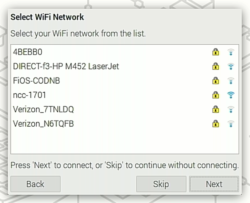 Select the Wi-Fi network