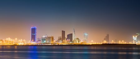 Bahrain Manama Skyline Gulf States Panorama at Night