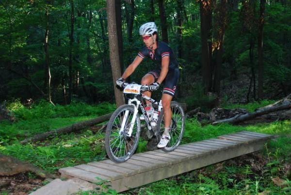 Chris Beck rolls the Three Bridges Trail.