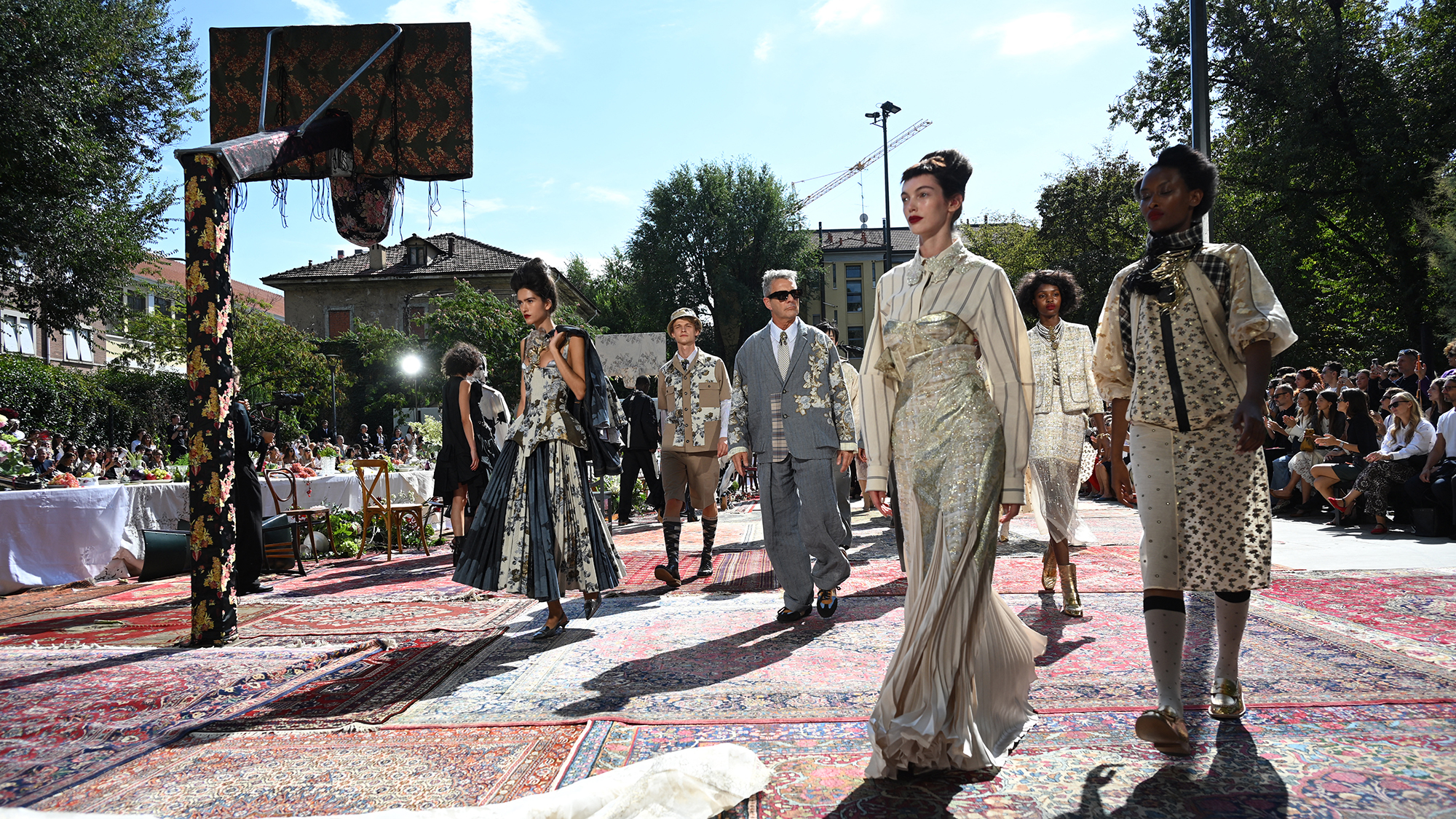 Models present creations from the Antonio Marras collection as part of the Spring Summer 2027 show at Milan Fashion Week in Italy