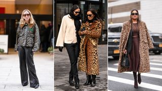 women at fashion week wearing leopard print coats