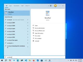 Windows 10 search results