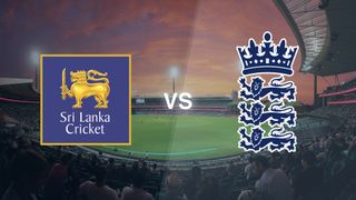 A cricket pitch with the Sri Lanka and England logos on top, for the Sri Lanka vs England live stream of the T20 World Cup