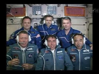 Front row (from left to right): NASA astronaut Mike Fossum, Russian cosmonaut Sergei Volkov and Japanese astronaut Satoshi Furukawa. Back row (left to right): NASA astronaut Ron Garan and Russian cosmonauts Andrey Borisenko and Alexander Samokutyaev. The 