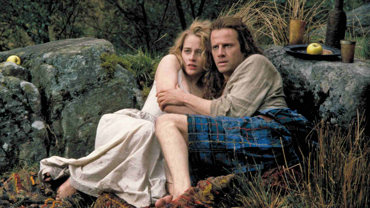 A still from the 1986 movie Highlander featuring Christopher Lambert and Beattie Edney