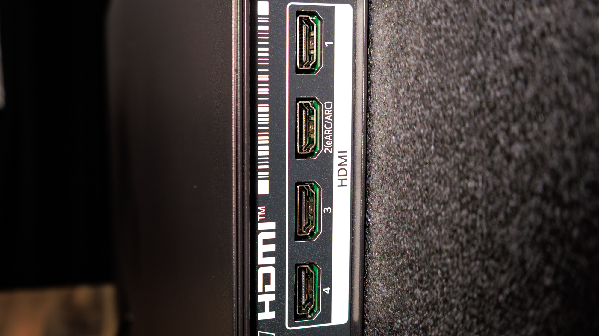 HDMI ports on a LG C6 OLED TV on a table