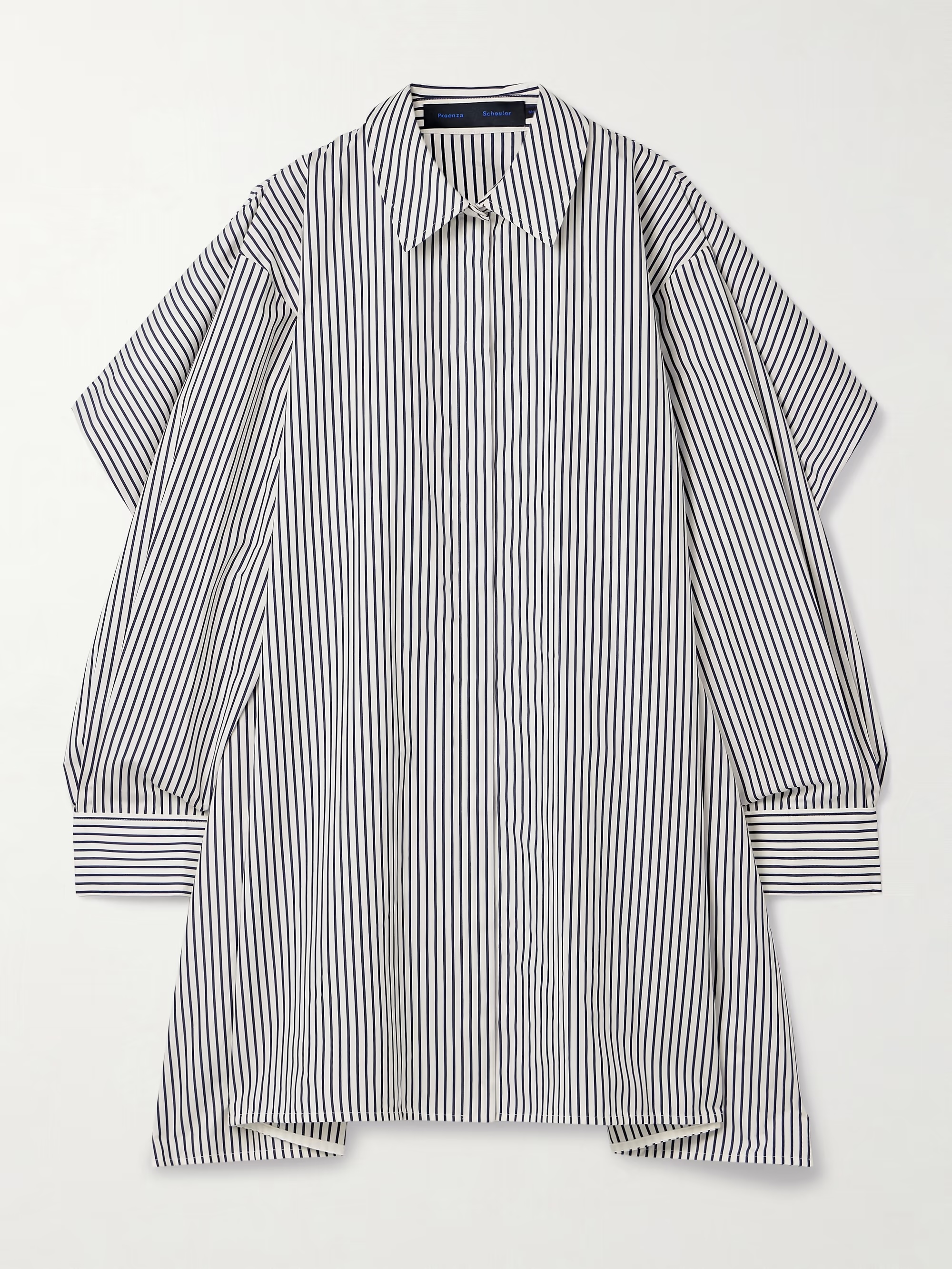 Proenza Schouler, Isla Cape-Effect Striped Cotton and Silk-Blend Poplin Mini Shirt Dress