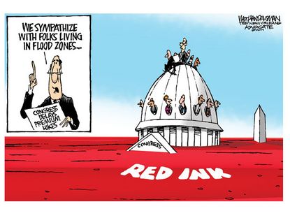 Political cartoon Congress red ink