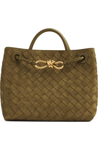 Bottega Veneta, Small Andiamo Intrecciato Suede Shoulder Bag