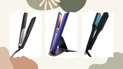 collage of three of the best hair straighteners for thick hair