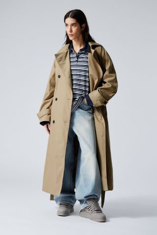 Oversized Double-Breasted Cotton Trench Coat