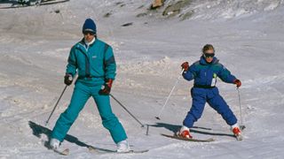 Princess Anne and Zara Phillips skiing