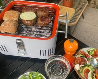 Everdure by Heston Blumenthal CUBE Charcoal Grill being tested in writer's home