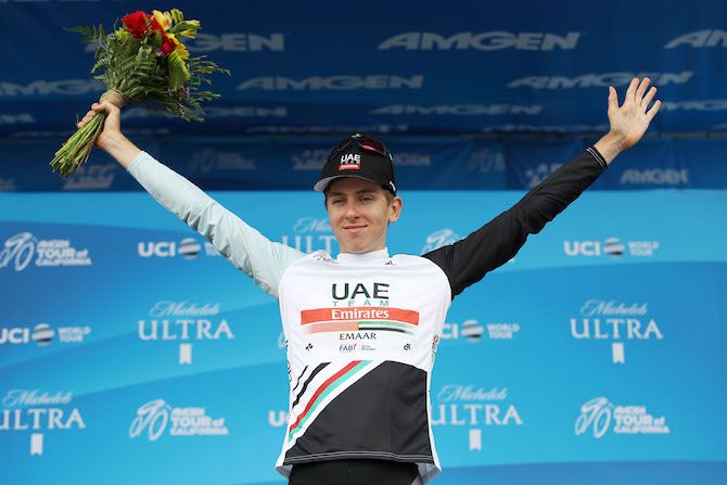 UAE Team Emirates' Tadej Pogacar leads the best young rider competition after stage 3 of the 2019 Tour of California