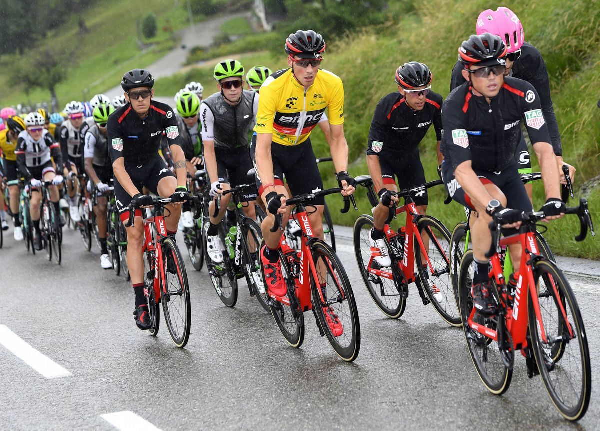 Stefan K&uuml;ng (BMC) in the leader's jersey