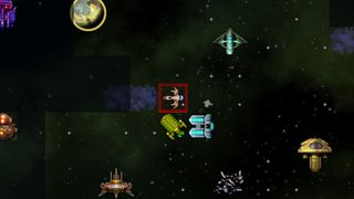 Old school spaceships shoot at each other in Approaching Infinity