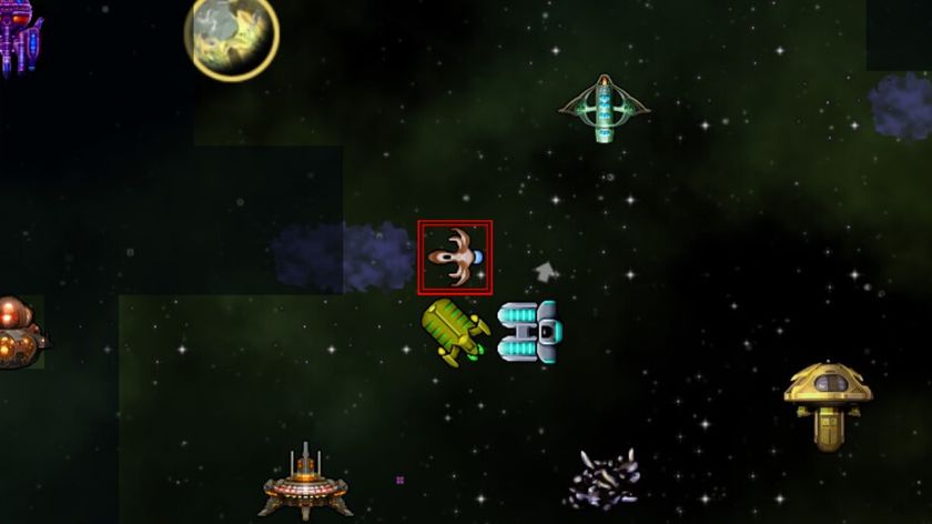 Old school spaceships shoot at each other in Approaching Infinity