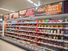Ready meals inside Sainsbury's supermarket, UK. 