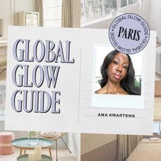 Ama Kwarteng headshot with an art treatment of Paris spas