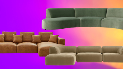 sectional sofas on a colorful background