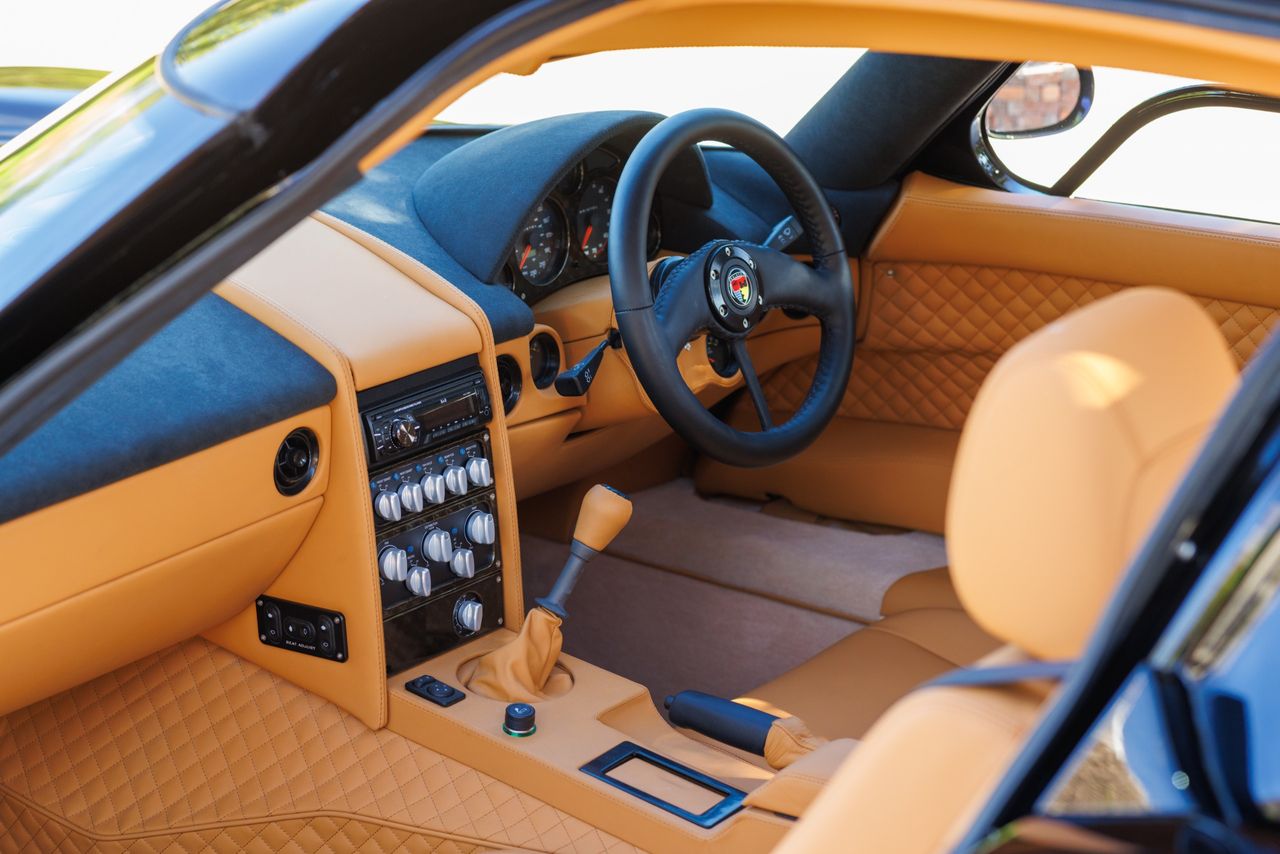 Details of the Bristol Fighter, with its black exterior and leather interior