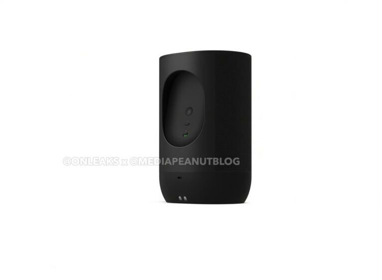 A leaked render of the Sonos Move 2 from behind in its black colorway.