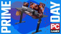 ErGear standing desk over a colorful background