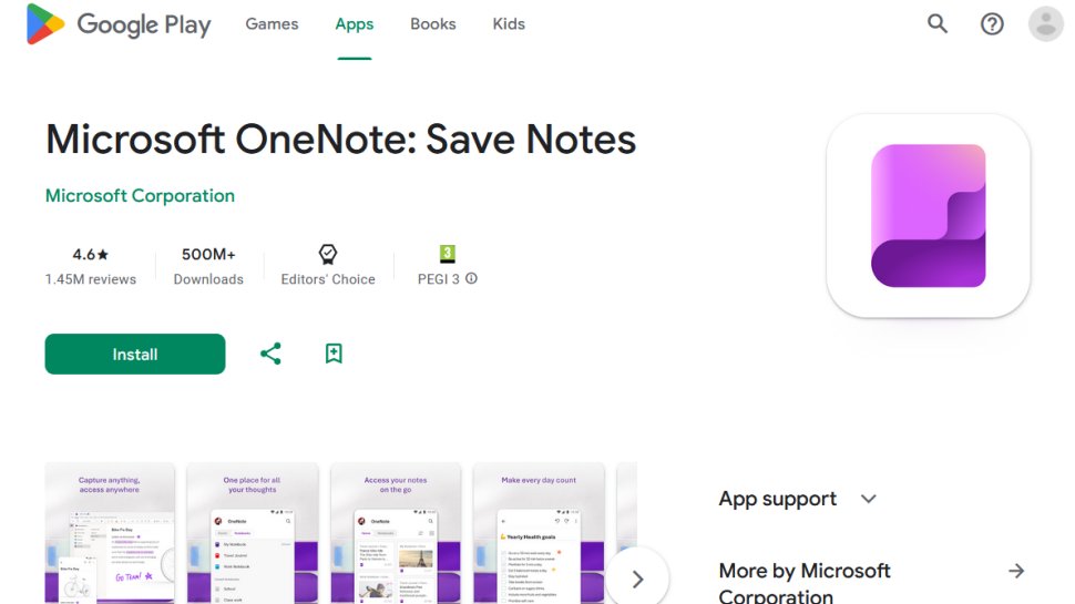 OneNote website screenshot (December 2025).