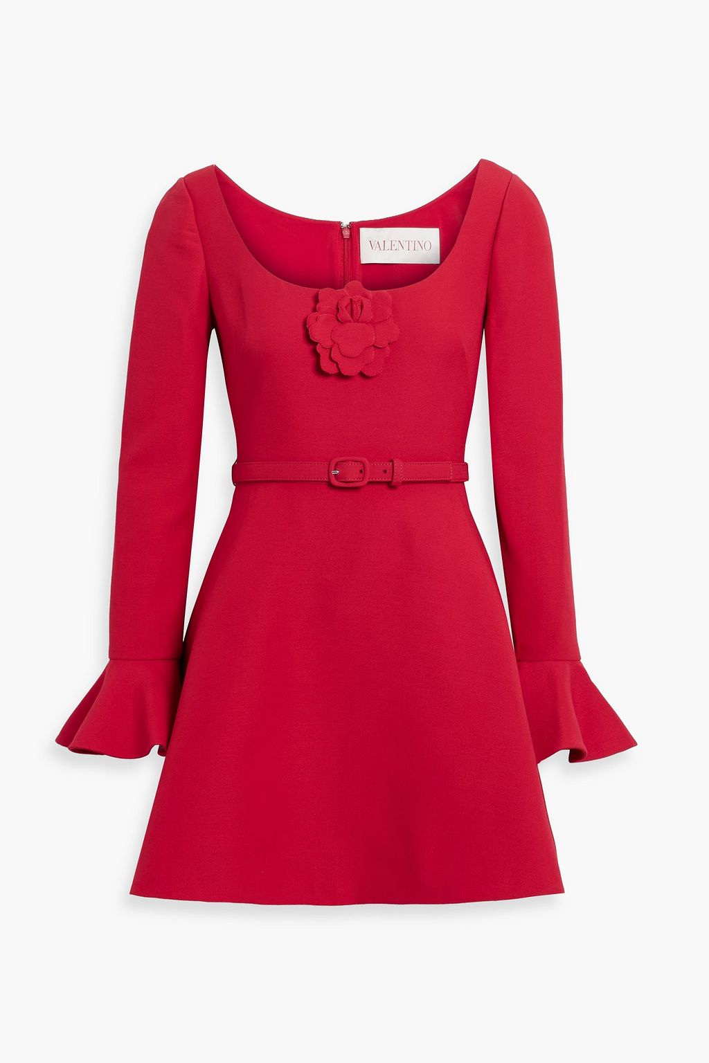Appliqu&amp;eacute;d Wool and Silk-Blend Crepe Mini Dress